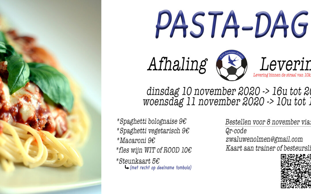 PASTA-DAG dinsdag 10 en woensdag 11 november 2020