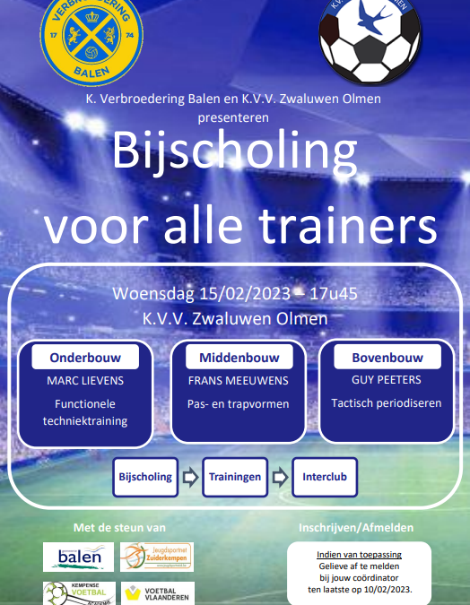 gezamelijke trainersopleiding Zwaluwen Olmen en Verbroedering Balen